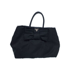 PRADA Ribbon Tessuto Fiocco Bow Handbag Shoulder Bag Black